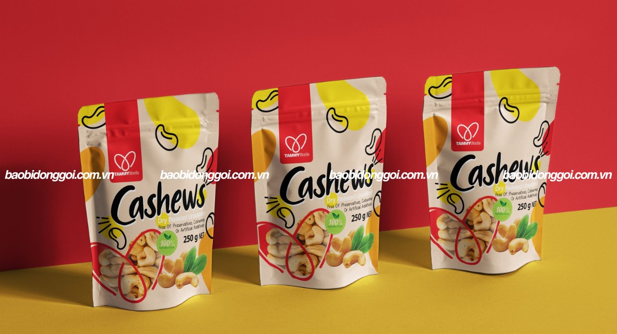 Túi zip đáy đựng hạt điều