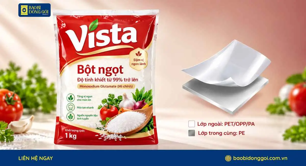 Cấu trúc màng ghép bao bì bột ngọt