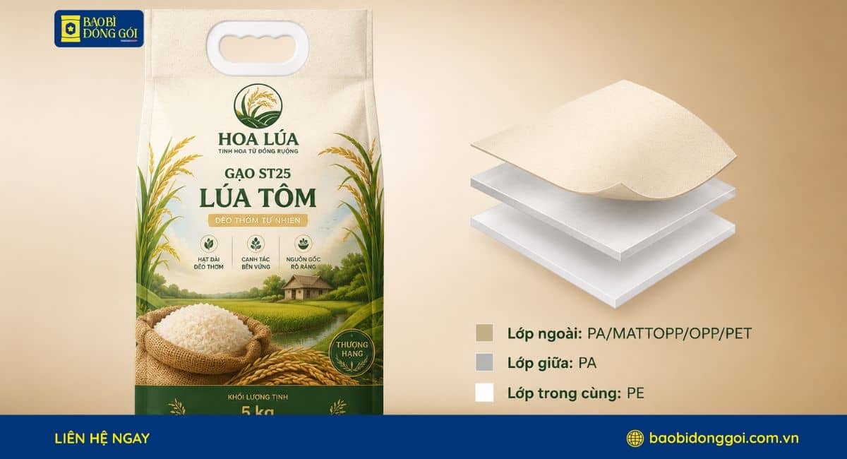 Cấu trúc màng phổ biến cho bao bì đựng gạo