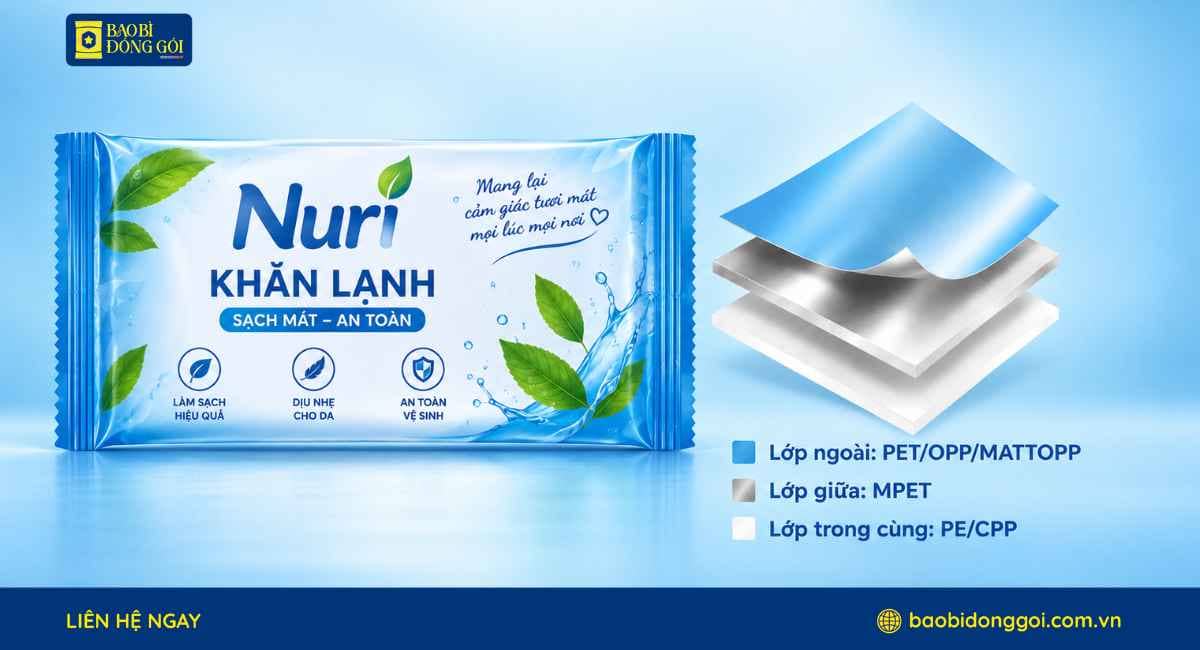 Cấu trúc màng ghép bao bì khăn lạnh