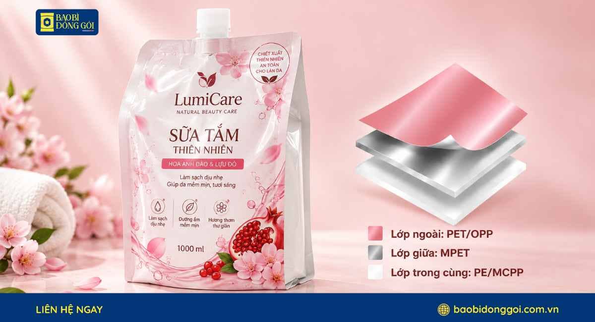 Cấu trúc màng ghép bao bì sữa tắm