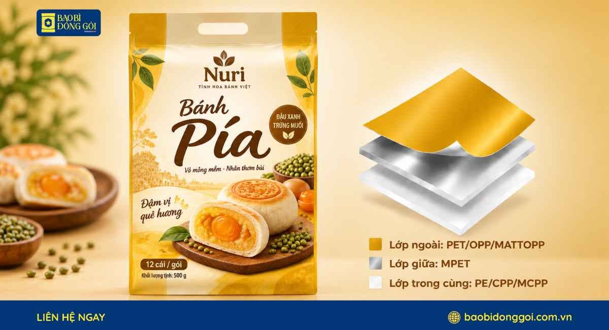 Cấu trúc màng ghép bao bì bánh pía