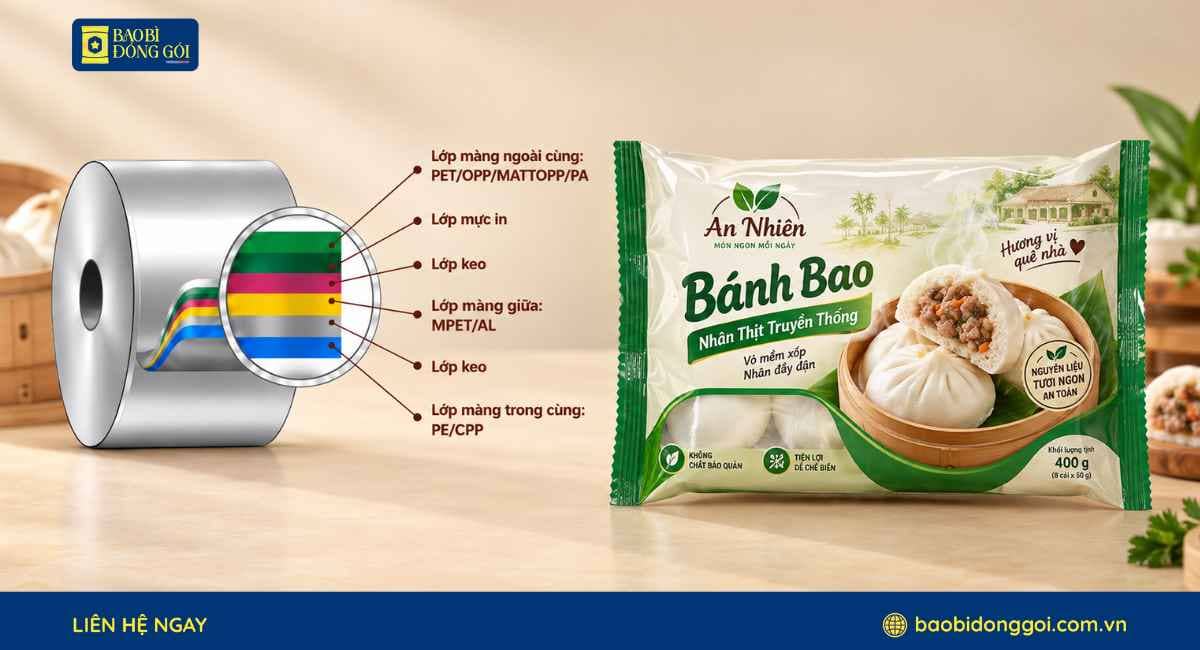 Công nghệ ghép màng bao bì bánh bao