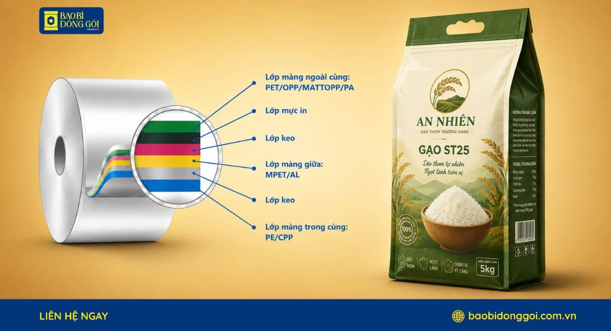 Công nghệ ghép màng bao bì đựng gạo