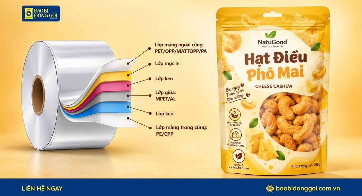 Công nghệ ghép màng bao bì hạt điều