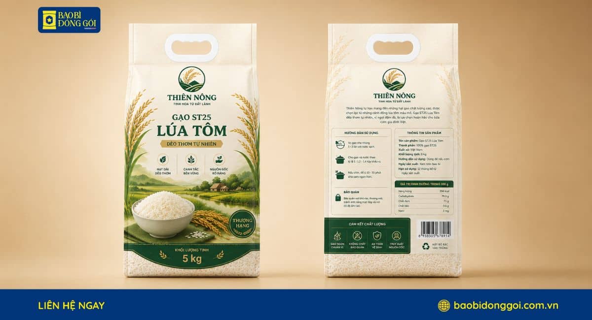 Nhận in logo thương hiệu lên bao bì đựng gạo