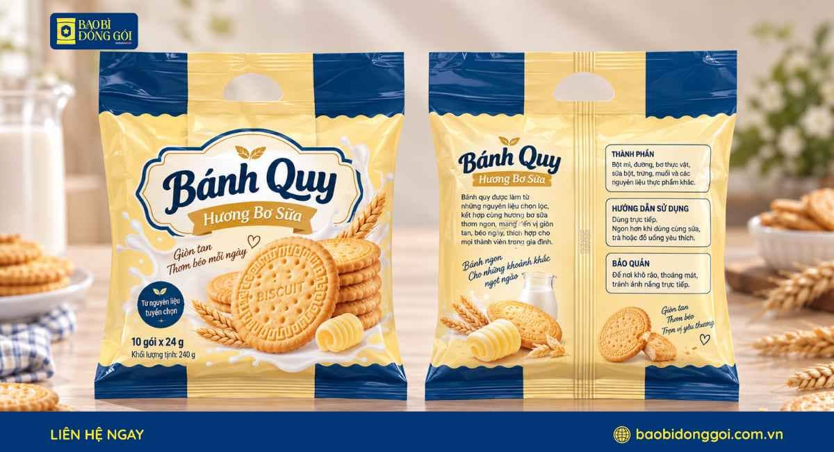 Mẫu bao bì bánh quy in trục 6 màu, cấu trúc 3 lớp