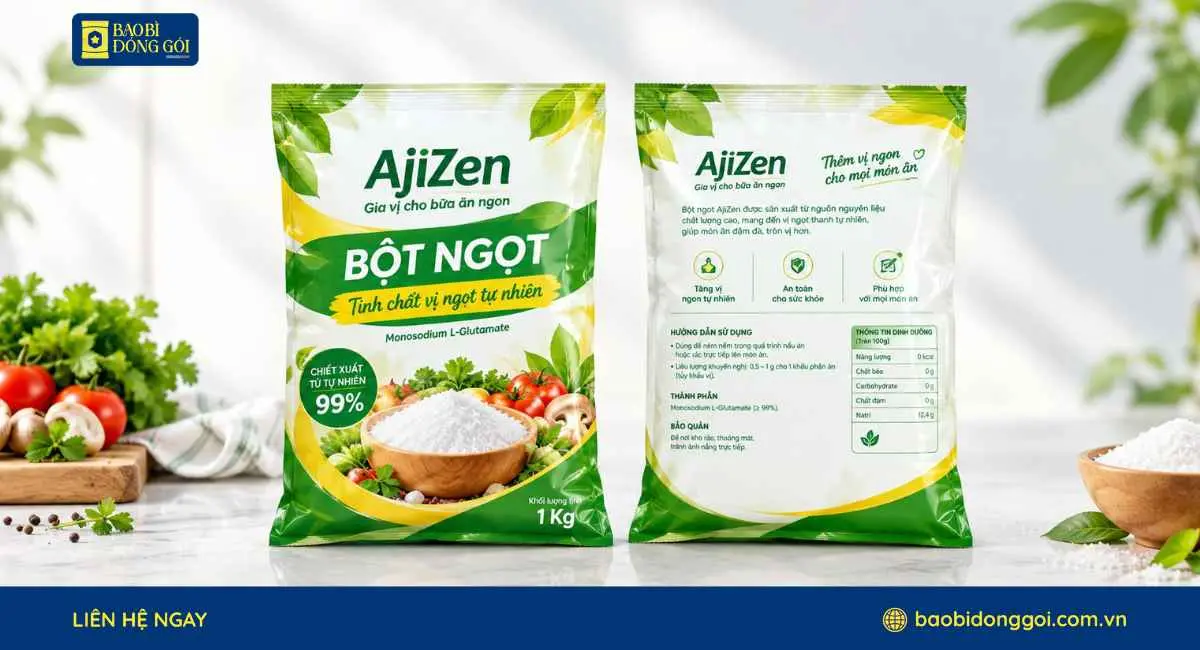 Mẫu bao bì bột ngọt tăng nhận diện thương hiệu