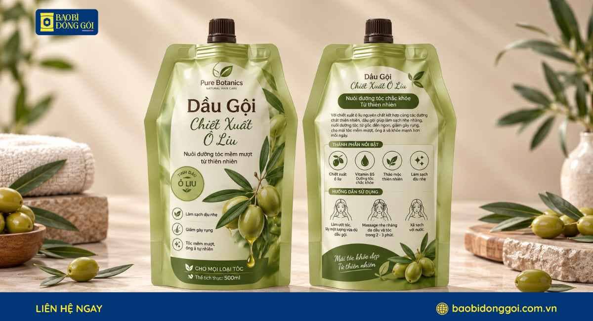 Mẫu bao bì dầu gội Refill ghép màng 3 lớp hạn chế bục rách