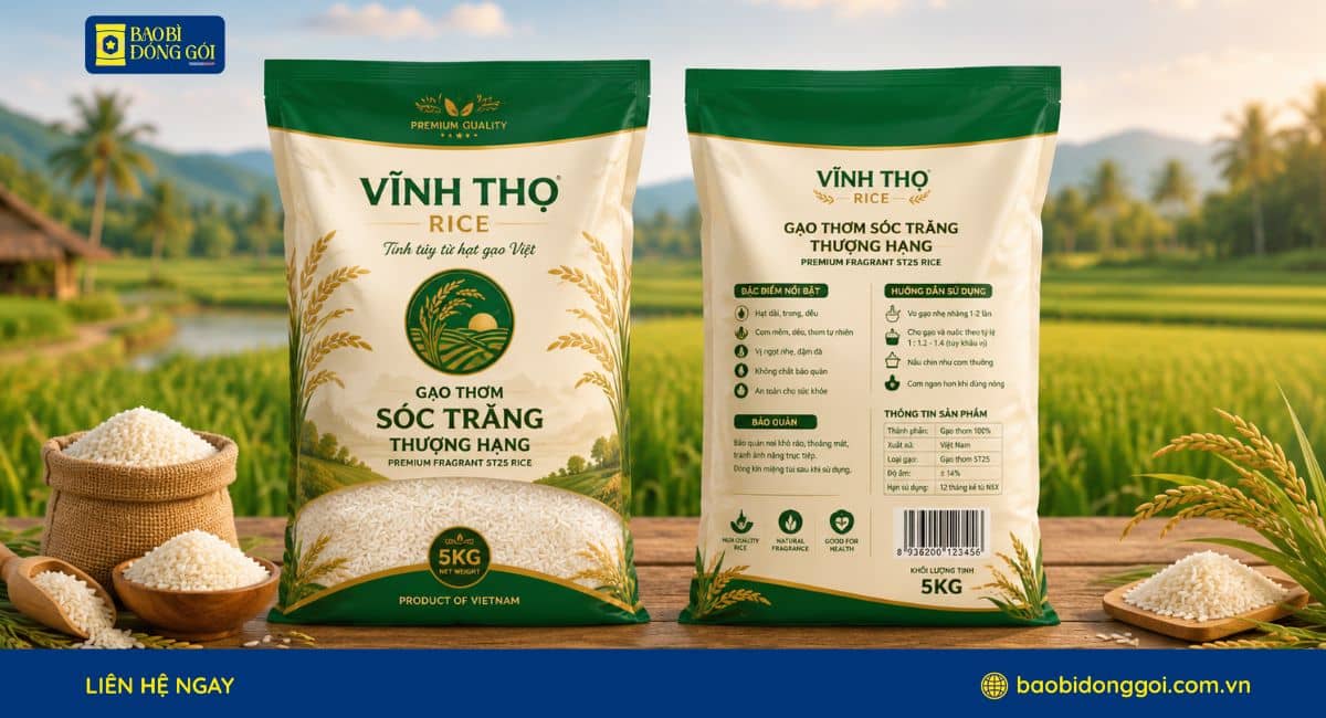 Mẫu bao bì gạo đạt tiêu chuẩn xuất khẩu