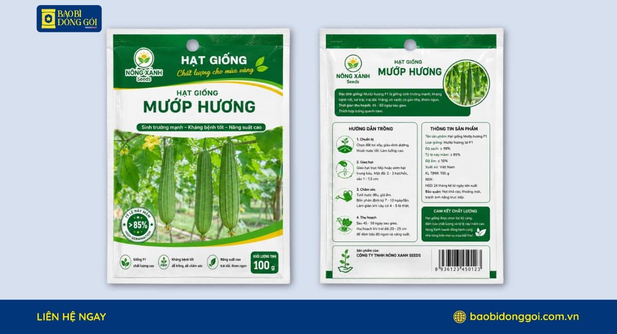 Mẫu bao bì hạt giống 100g in theo yêu cầu