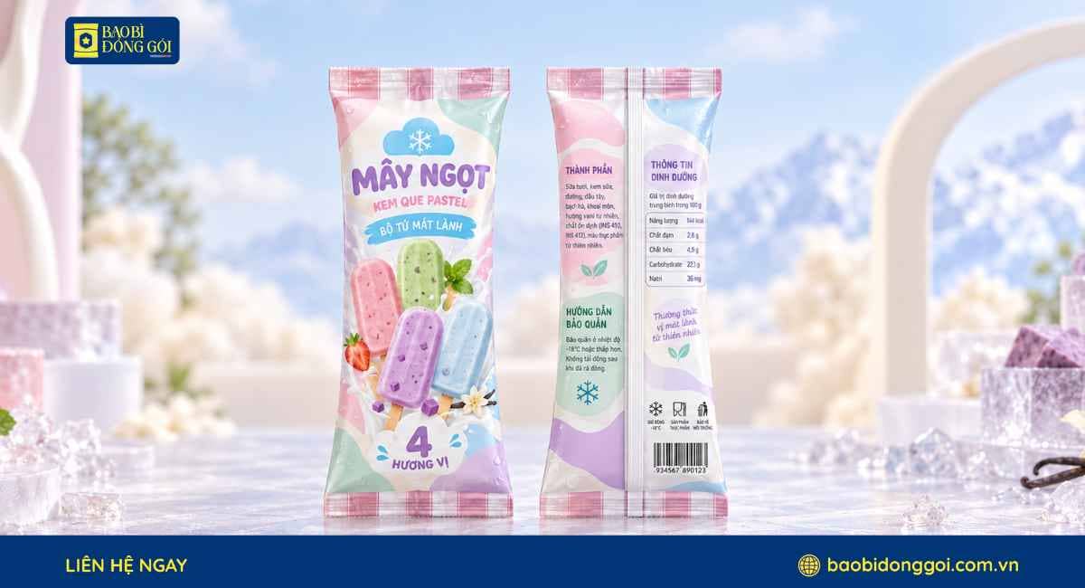 Mẫu bao bì kem que in ống đồng 8 màu