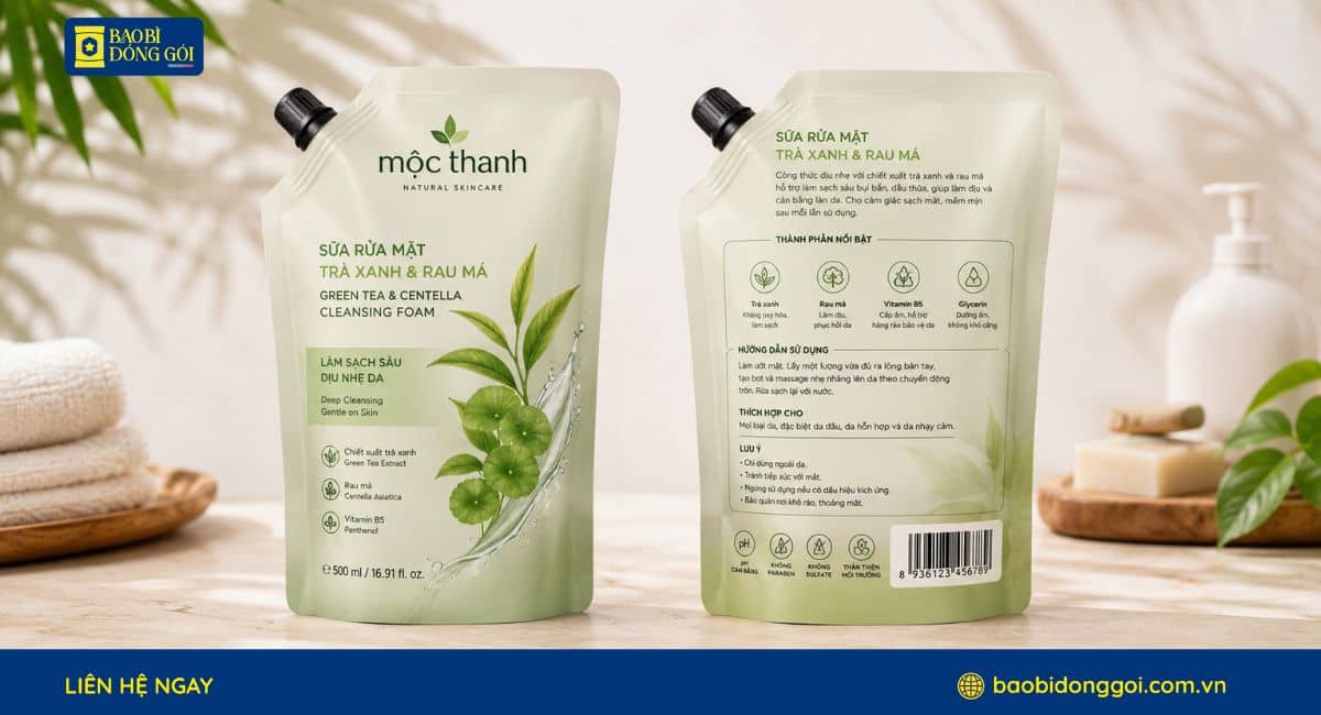 Mẫu bao bì mỹ phẩm đựng sửa rửa mặt refill