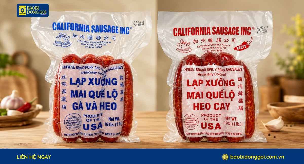 Mẫu túi PA hút chân không đựng lạp xưởng