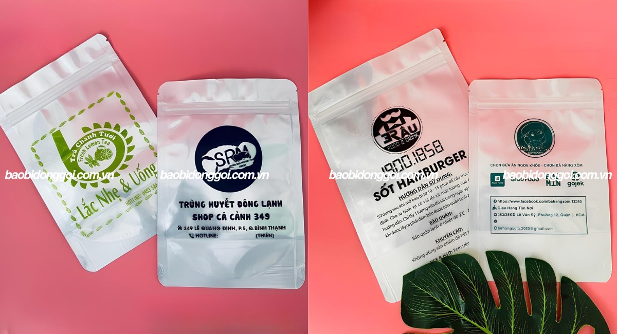 In túi zip bạc 1 mặt