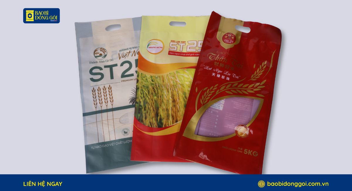 Mẫu bao bì đóng gói đựng gạo