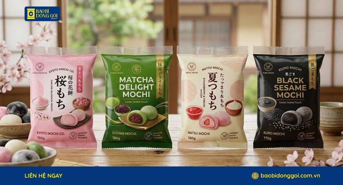 Bao bì bánh mochi màng ghép cao cấp