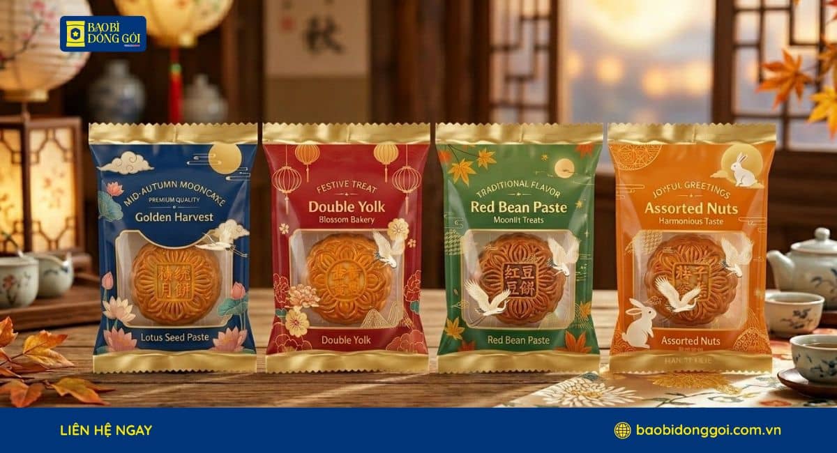 Bao bì bánh trung thu sang trọng hiện đại