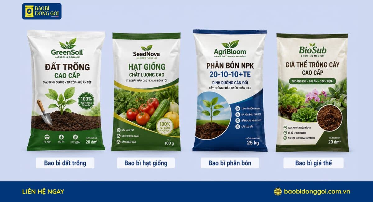 Bao bì nông nghiệp in ống đồng rõ ràng thông tin thương hiệu
