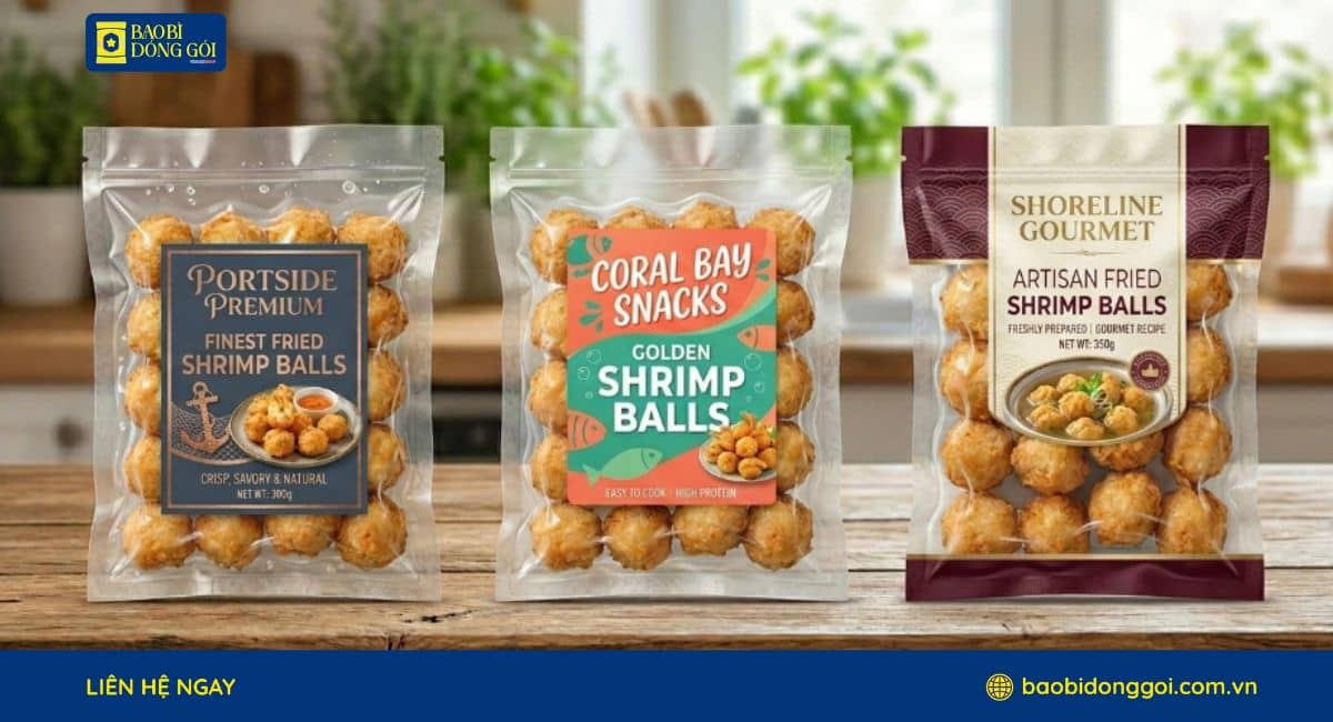 Bao bì tôm viên chiên bảo quản thực phẩm đông lạnh tốt