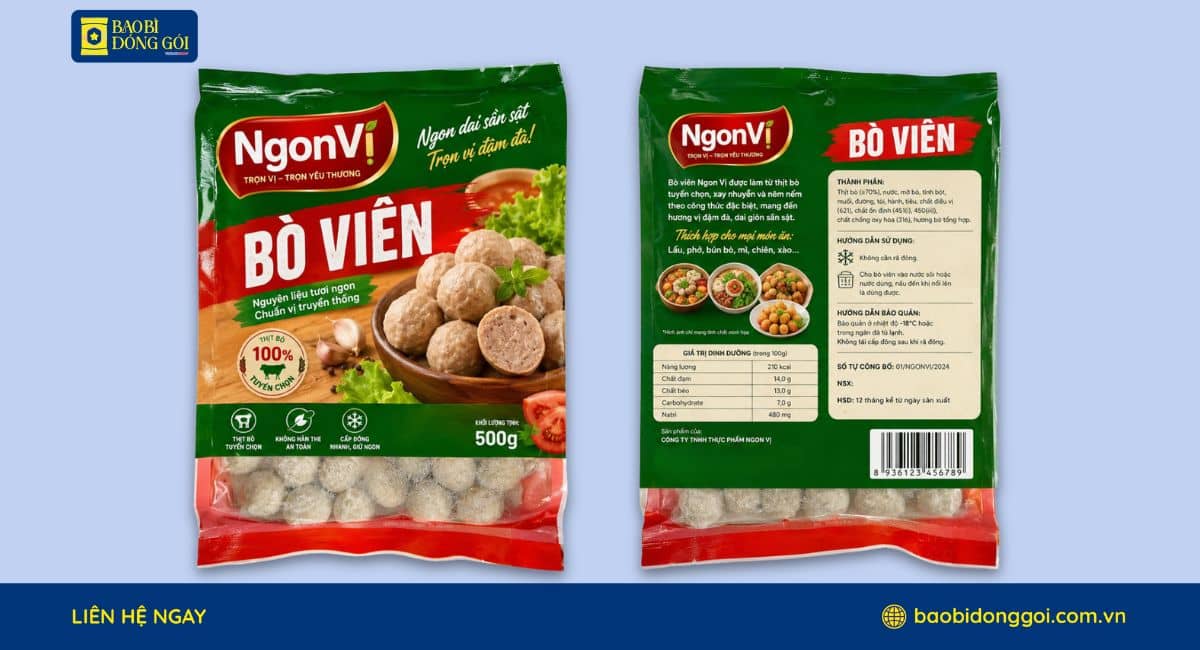 Mẫu bao bì bò viên 500g in ống đồng
