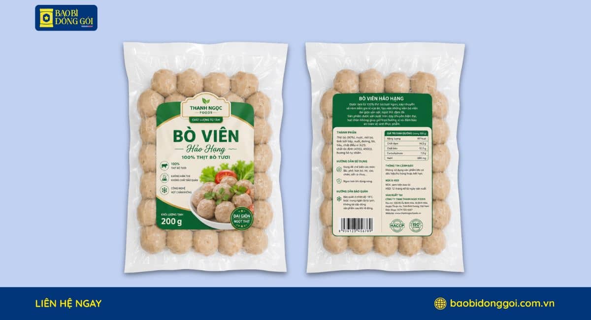 Mẫu bao bì bò viên hút chân không PA/PE