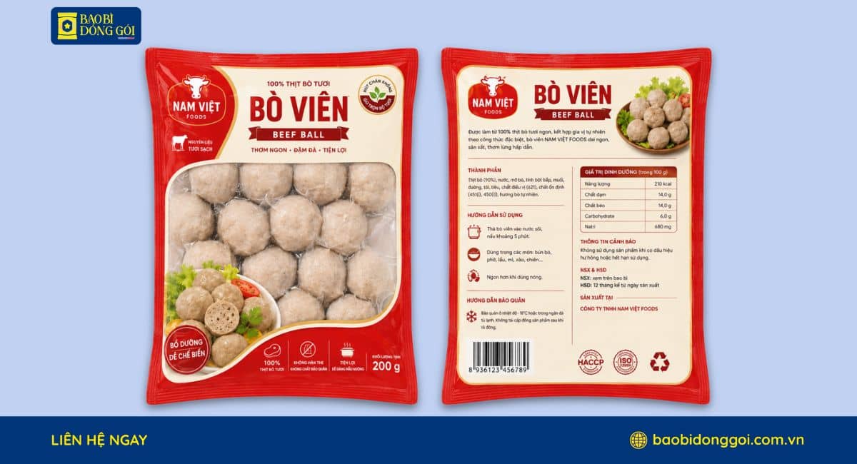 Mẫu bao bì bò viên in thương hiệu theo yêu cầu khách hàng