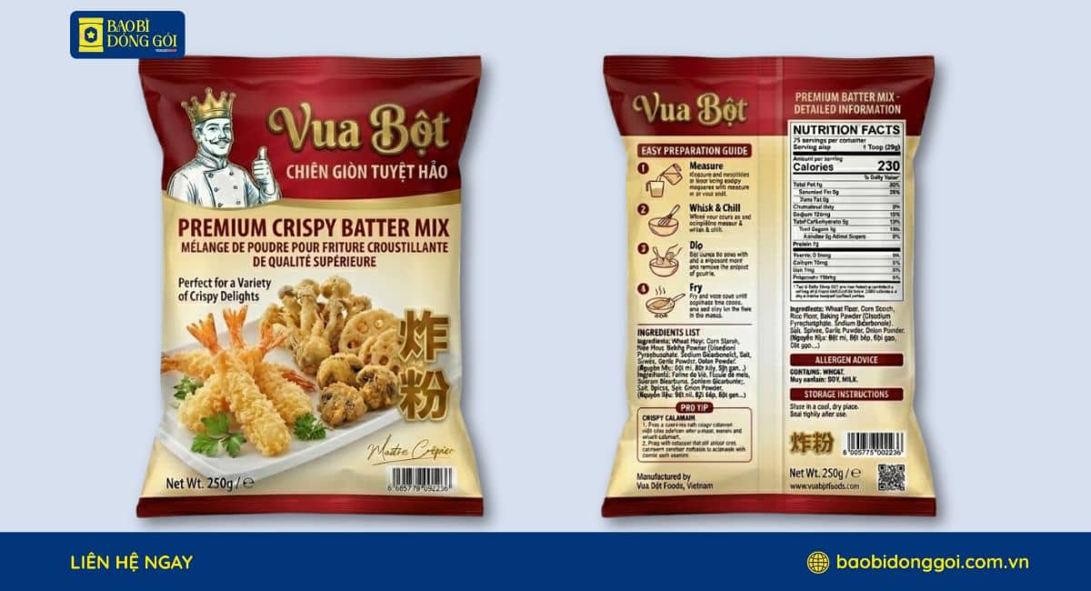 Mẫu bao bì bột chiên giòn đẹp thiết kế hiện đại