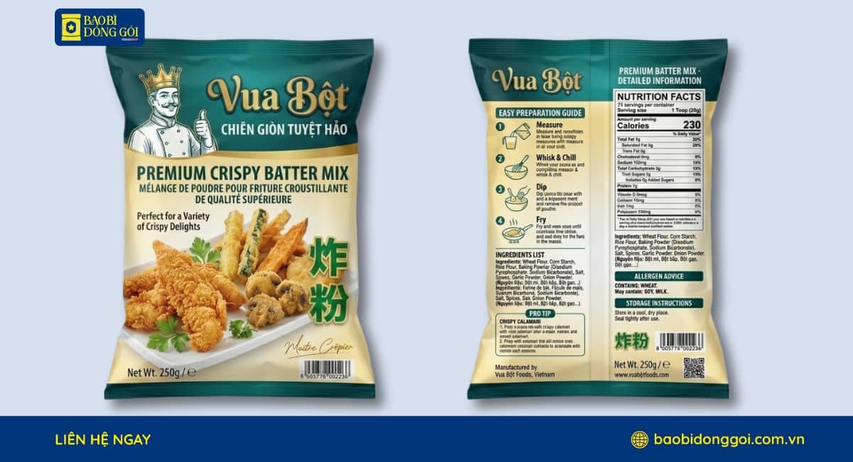 Mẫu bao bì bột chiên giòn đẹp hiện đại