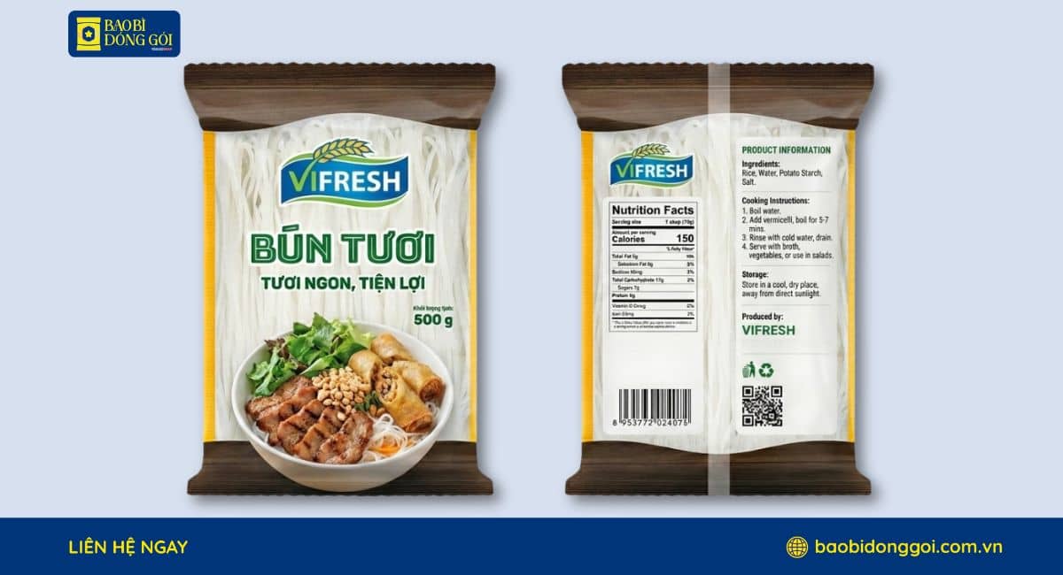 Mẫu bao bì đựng bún túi in theo yêu cầu