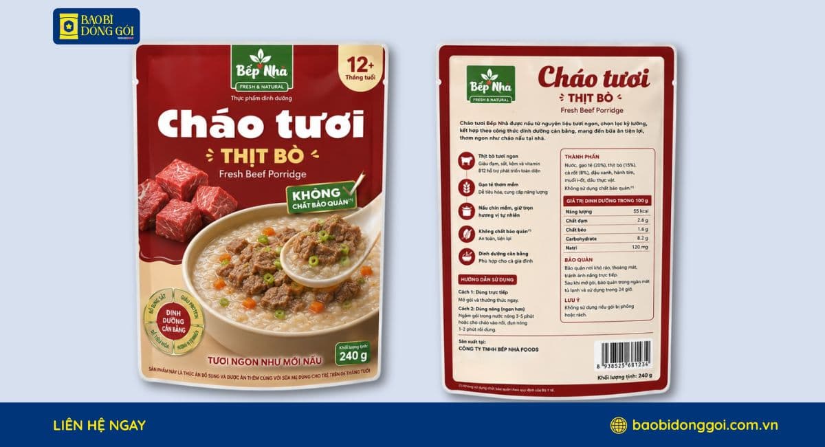 Mẫu bao bì đóng gói đựng cháo tươi