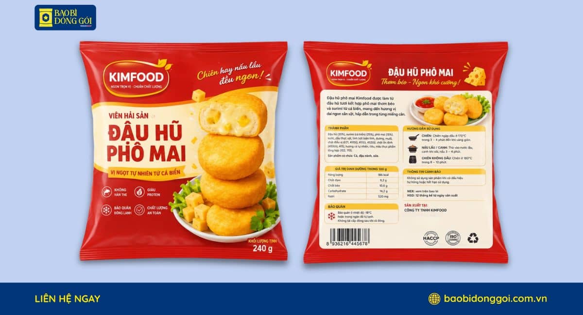 Mẫu bao bì đậu hũ phô mai in ống đồng sắc nét