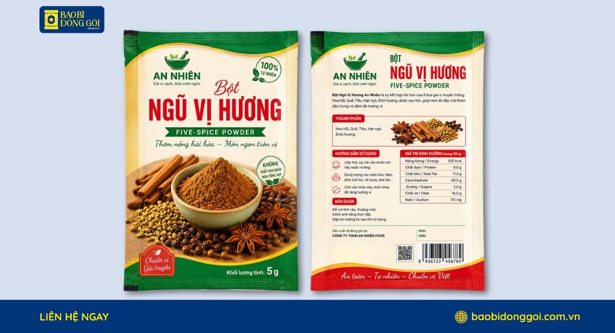 Túi zipper đựng bột ngũ vị hương