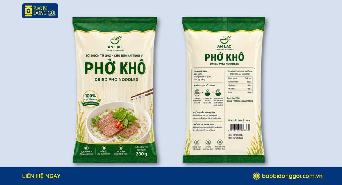 Bao bì màng ghép đựng phở khô in ấn đẹp