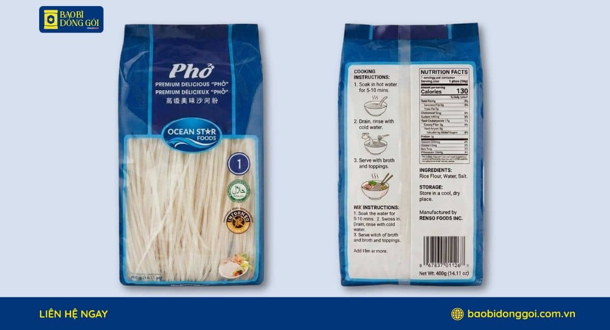Bao bì đựng phở khô in theo yêu cầu