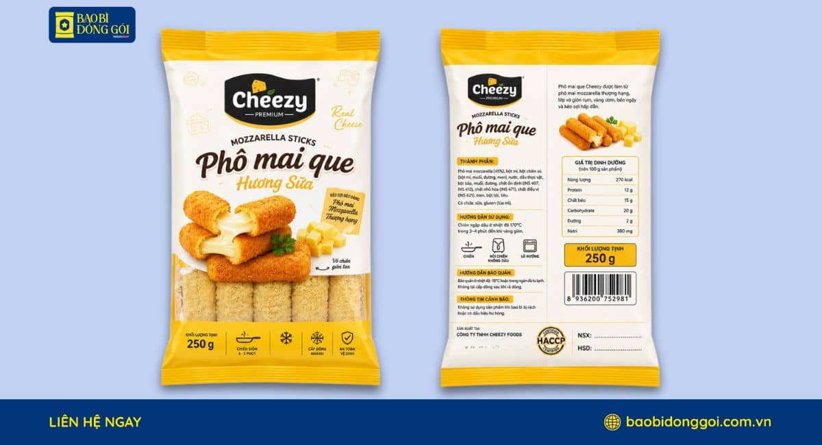 Mẫu bao bì phô mai que 250g