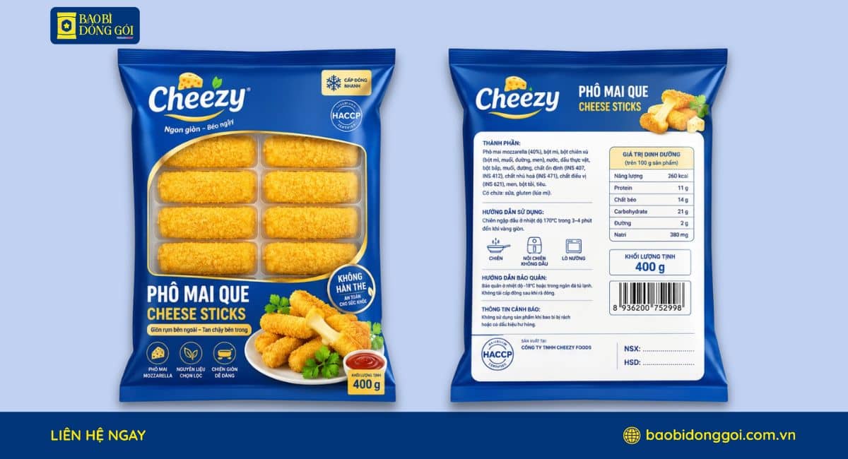 Mẫu bao bì phô mai que 400g in theo yêu cầu