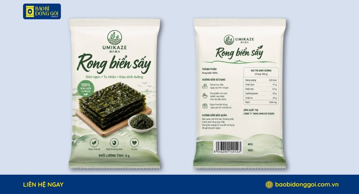 Bao bì snack rong biển thiết kế hiện đại chuẩn thực phẩm