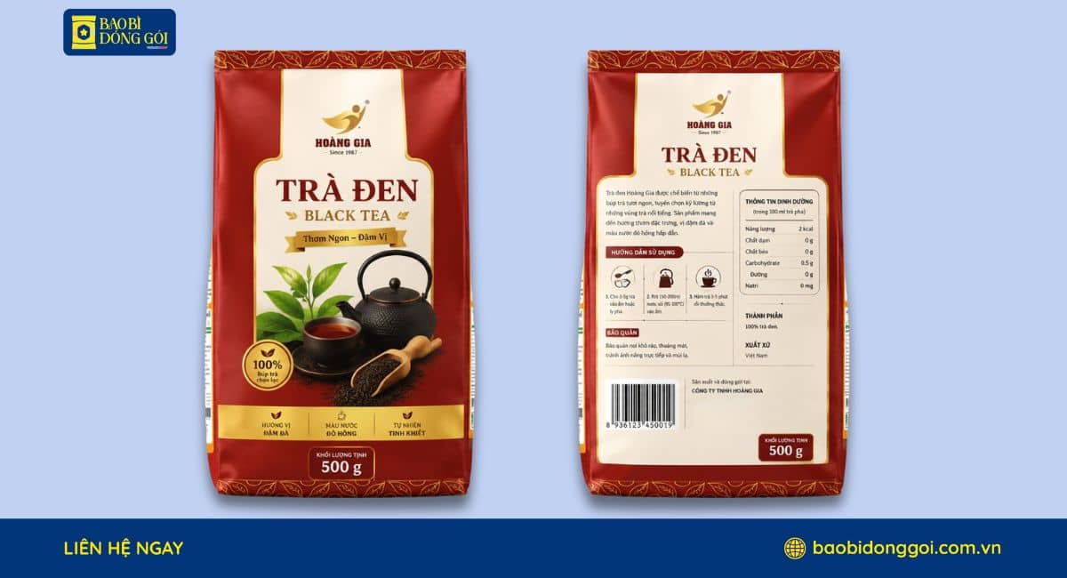 Mẫu bao bì trà được hỗ trợ thiết kế miễn phí tại Bao Bì Đóng Gói