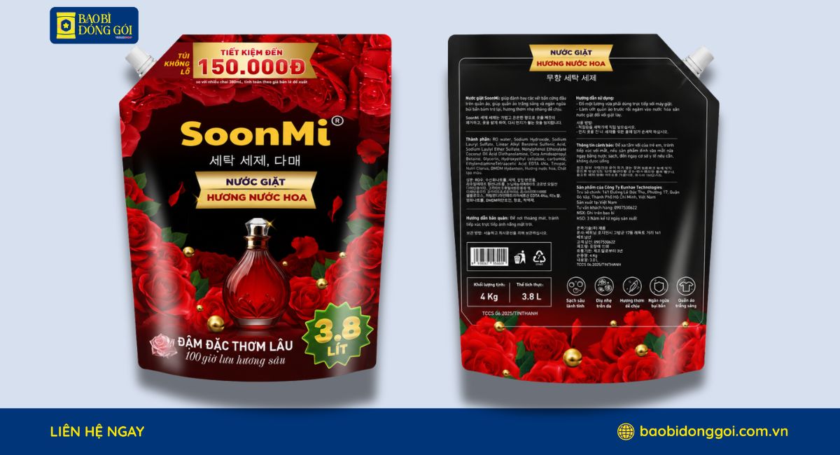 Hình ảnh thực tế của túi vòi nước giặt Soonmi 2 mặt trước sau