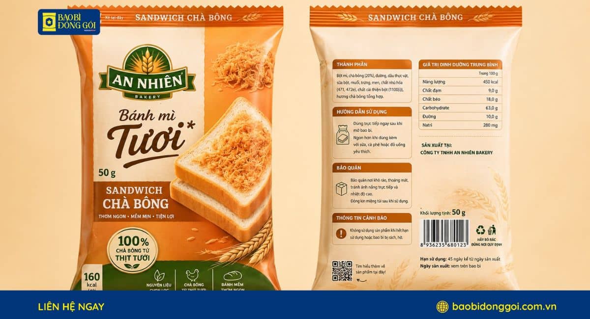 Bao bì bánh mì sanwich chà bông