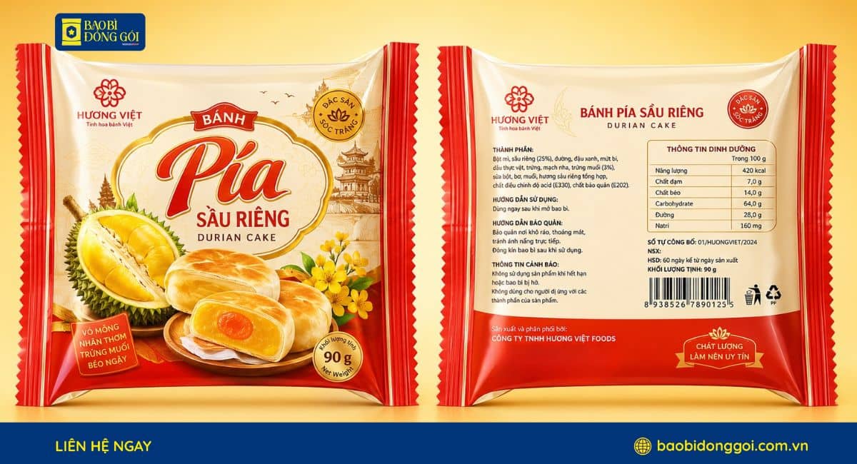 Bao bì bánh pía đựng từng cái bảo quản lâu