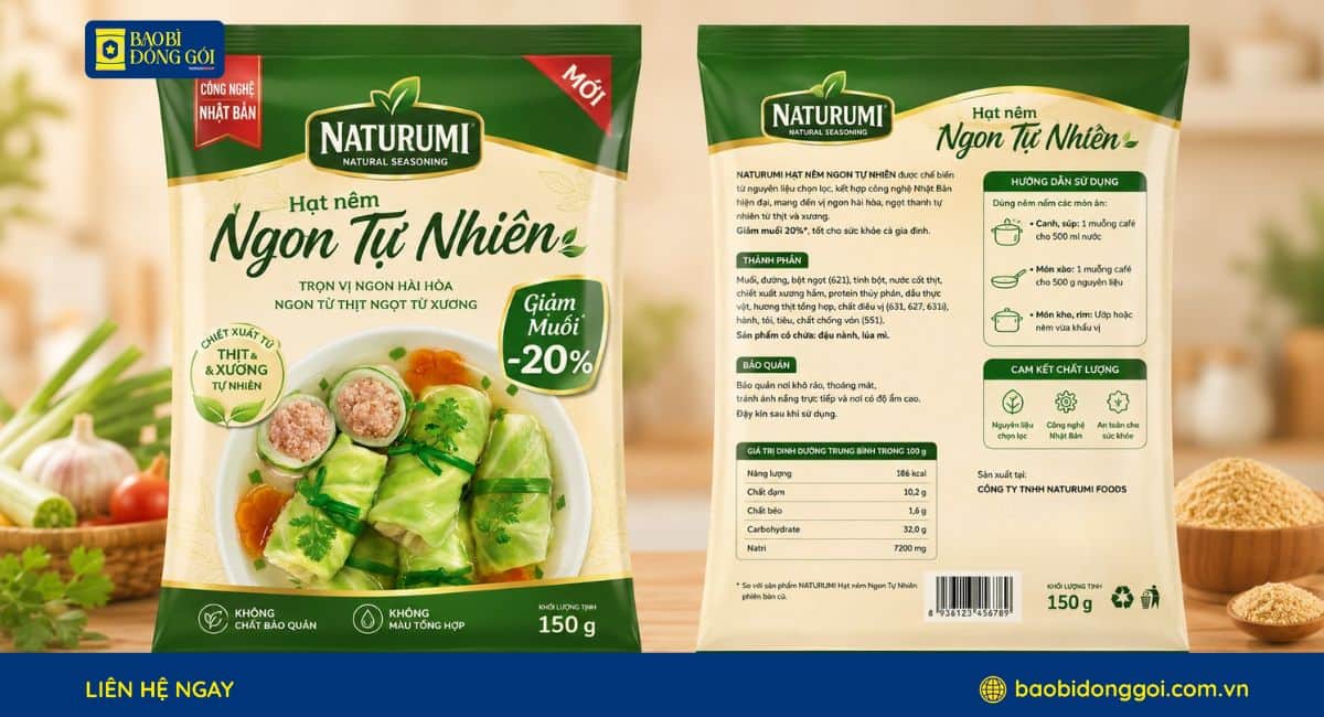 Bao bì hạt nêm màng ghép nhiều lớp giúp chống ẩm và giữ hương vị