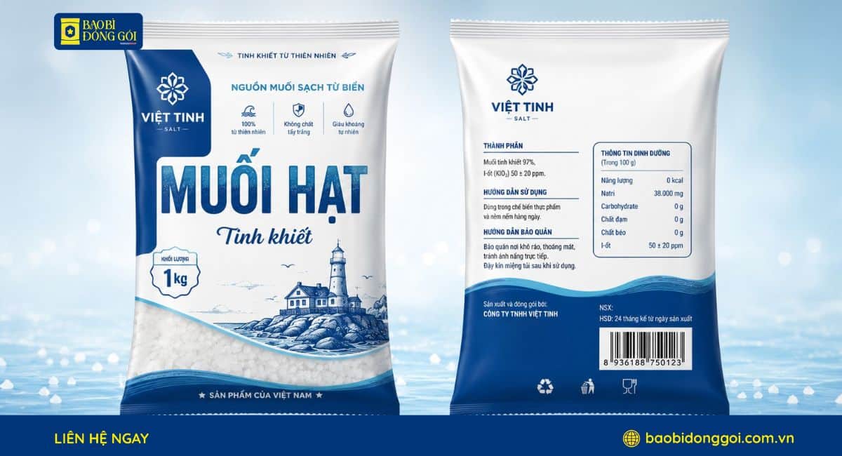 Bao bì muối màng ghép chống ẩm dùng cho doanh nghiệp thực phẩm