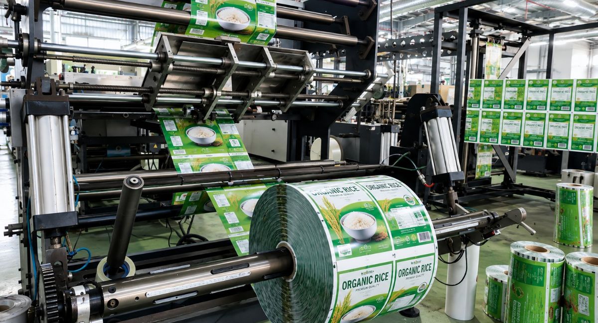 Công đoạn chia cuộn và tạo túi