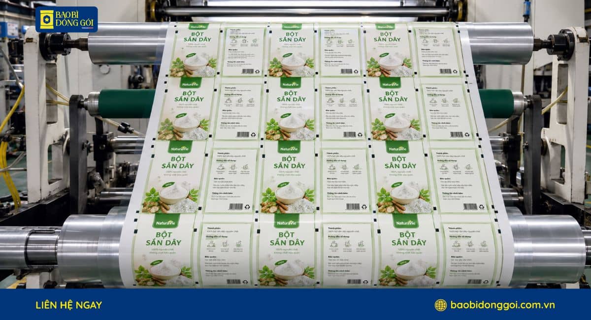 In trục đồng bao bì bột sắn dây theo yêu cầu cho doanh nghiệp