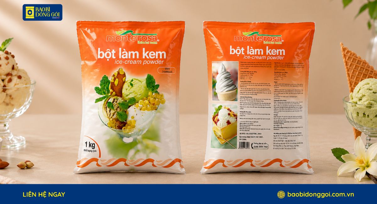 Bao Bì Đóng Gói x Monterosa: Túi Đựng Bột Làm Kem