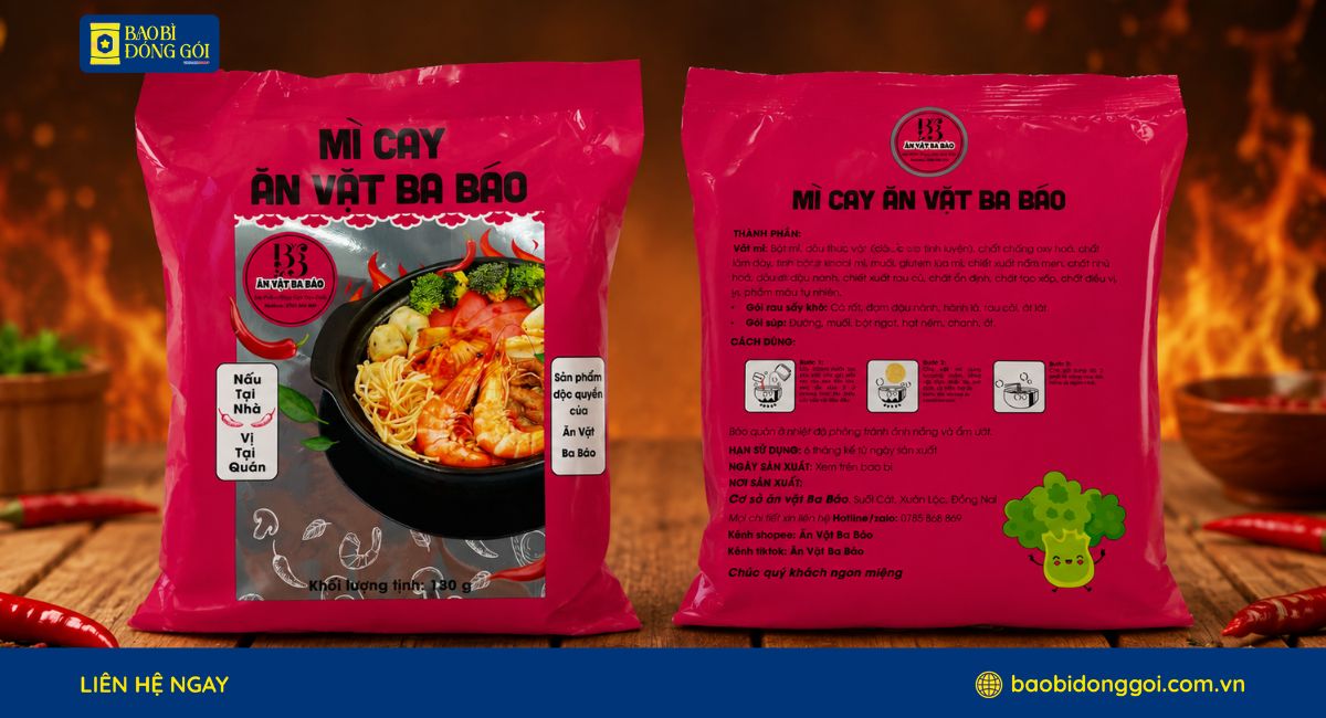 Bao Bì Đóng Gói x Mì cay Ba Báo: Bao Bì Mì Gói