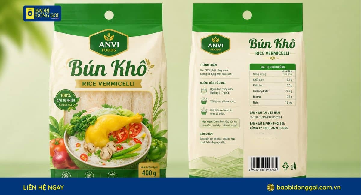 Mẫu bao bì bún khô