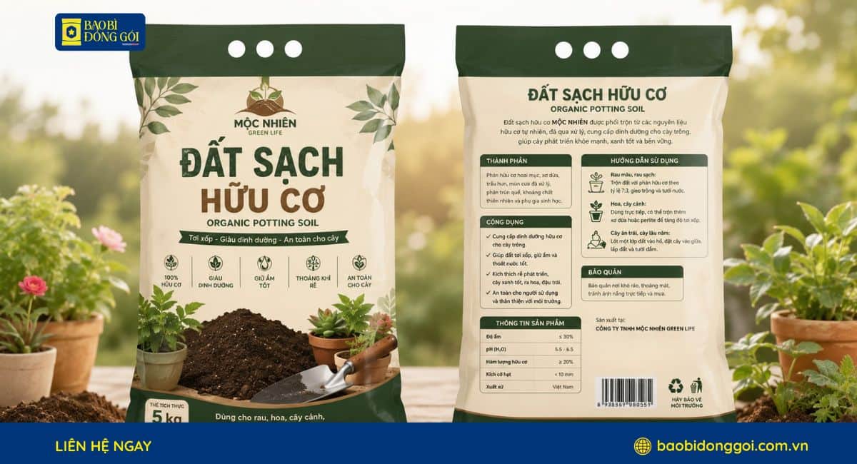 Mẫu bao bì đất trồng cây